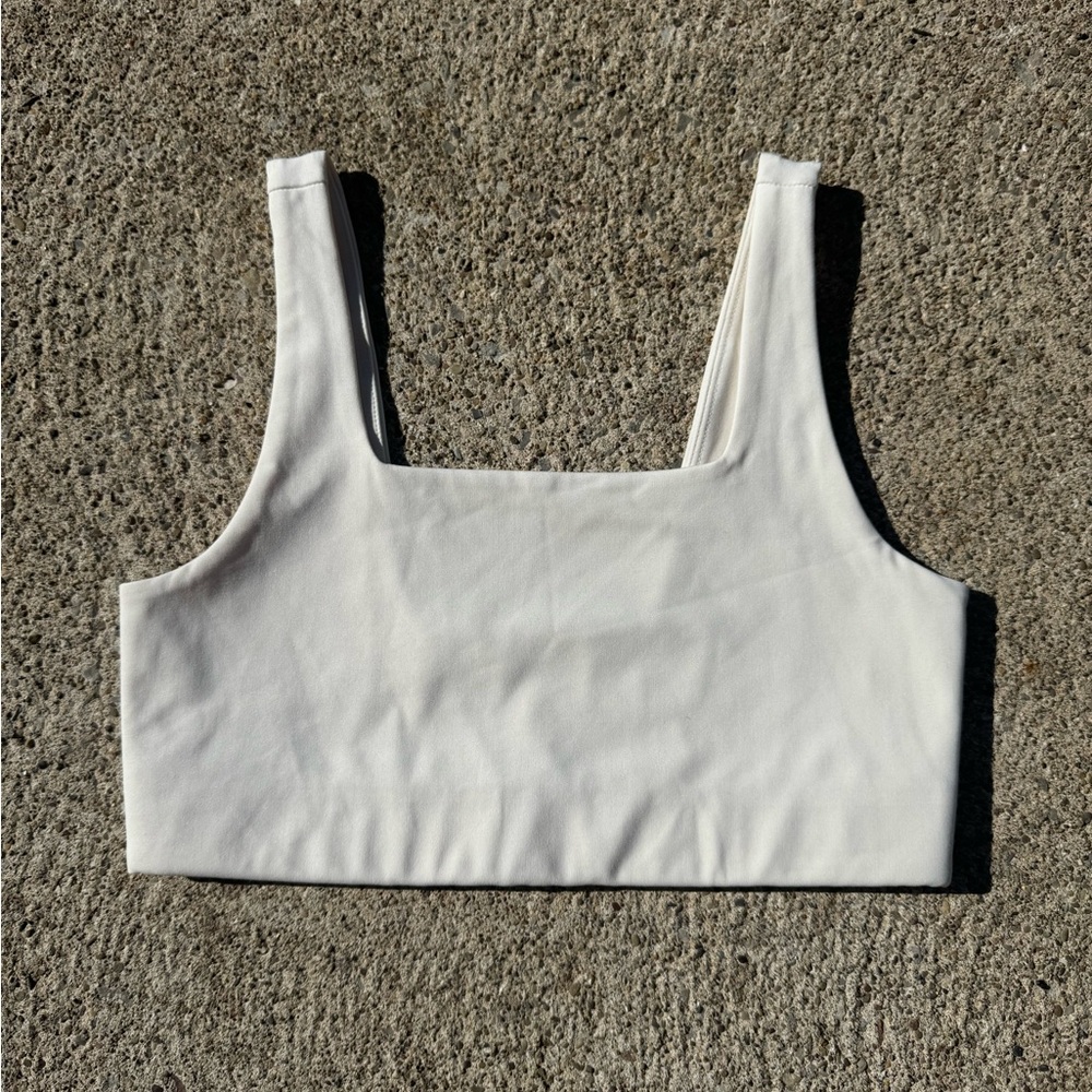 Girlfriend collective white square neck sports bra